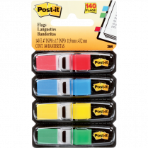 Post-it® Flags 1/2" 35 flags per dispenser Red, Blue, Yellow and Green 4 dispensers/pkg