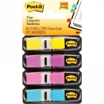 Post-it® Flags 1/2" 35 flags per dispenser Yellow, Purple, Pink and Blue 4 dispensers/pkg