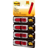 Post-it® Mini Flags Sign Here Arrow Action Set 1/2" x 1-11/16" 20 flags x 4 dispensers/pkg Red