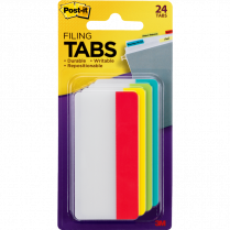 Post-it® Filing Tabs Flat 3" x 1-1/2" Primary 6 tabs/pad 4 tabs/pkg