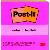 Post-it® Notes 4" x 4" Poptimistic 5/pkg