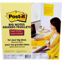 Post-it® Super Sticky Big Notes 11" x 11", Yellow, 30sheet/pad