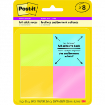 Post-it® Super Sticky Full Stick Notes 2" x 2" 30 sheets per pad Assorted Energy Boost Colours 8/pkg
