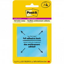 Post-it® Super Sticky Full Stick Notes 3" x 3" 25 sheets per pad Assorted Colours 4/pkg