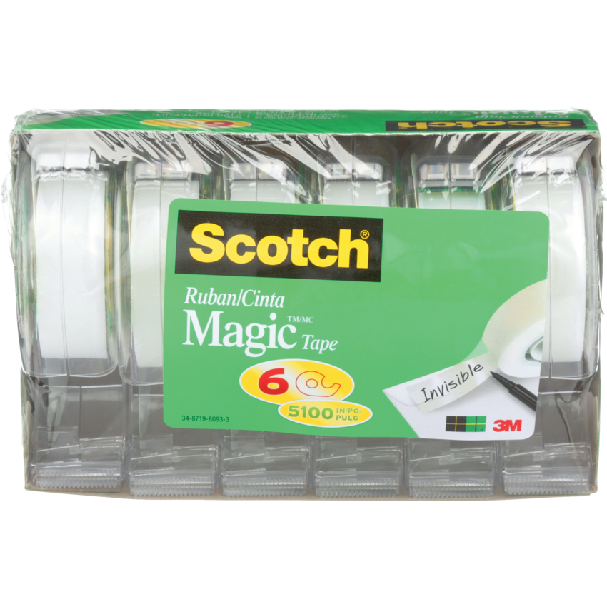 Scotch® Magic™ Invisible Tape Dispensers 3/4 (19mm x 21.5m) Clear 6/pkg  Monk Office