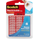 Scotch® Restickable Mounting Tabs 1" x 1" Clear 18/pkg