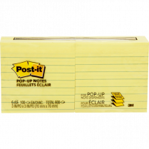 Post-it® Pop-up Notes 3" x 3" Lined Yellow 6/pkg