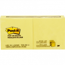 Post-it® Pop-up Notes 3" x 3" Yellow 6/pkg