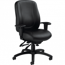 Offices To Go® Overtime™ Multi-Tilter Chair Medium Back Bonded Leather Luxhide Black