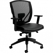 Offices To Go Ibex Mesh Medium Back Luxhide Seat Synchro Tilter Chair Black