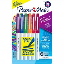 Paper Mate® Flair® Markers Bold Assorted Colours 6/pkg