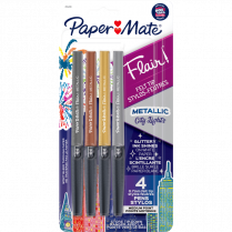 Paper Mate® Flair® Metallic Markers Assorted Colours 4/pkg