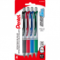 Pentel® EnerGel® Retractable Gel Pen 0.7 mm Assorted Colours 4/pkg