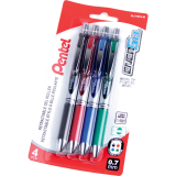 Pentel® EnerGel® Retractable Gel Pen 0.7 mm Assorted Colours 4/pkg