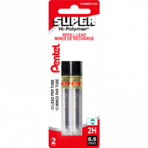 Pentel® Super Hi-Polymer® Pencil Leads 2H 0.5 mm 12 leads per tube 2 tubes/pkg