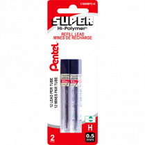 Pentel® Super Hi-Polymer® Pencil Leads H 0.5 mm 12 leads per tube 2 tubes/pkg