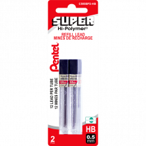 Pentel® Super Hi-Polymer® Pencil Leads 0.5 mm HB 12 leads per tube 2/pkg