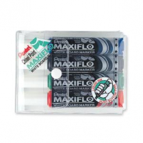 Pentel Maxiflo Whiteboard Marker Chisel Assorted Colours 4/set