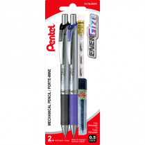 Pentel® EnerGize® Mechanical Pencils 0.5 mm with Lead and Eraser Refills 0.5 mm Black and Blue Barrel