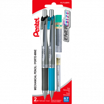 Pentel® EnerGize® Mechanical Pencils with Lead and Eraser Refills 0.7 mm Black and Sky Blue Barrel