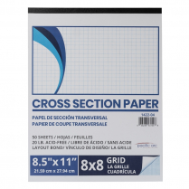 Pacific Arc Cross Section Paper Pad 8-1/2" x 11" 50 Sheets 8x8 Grid
