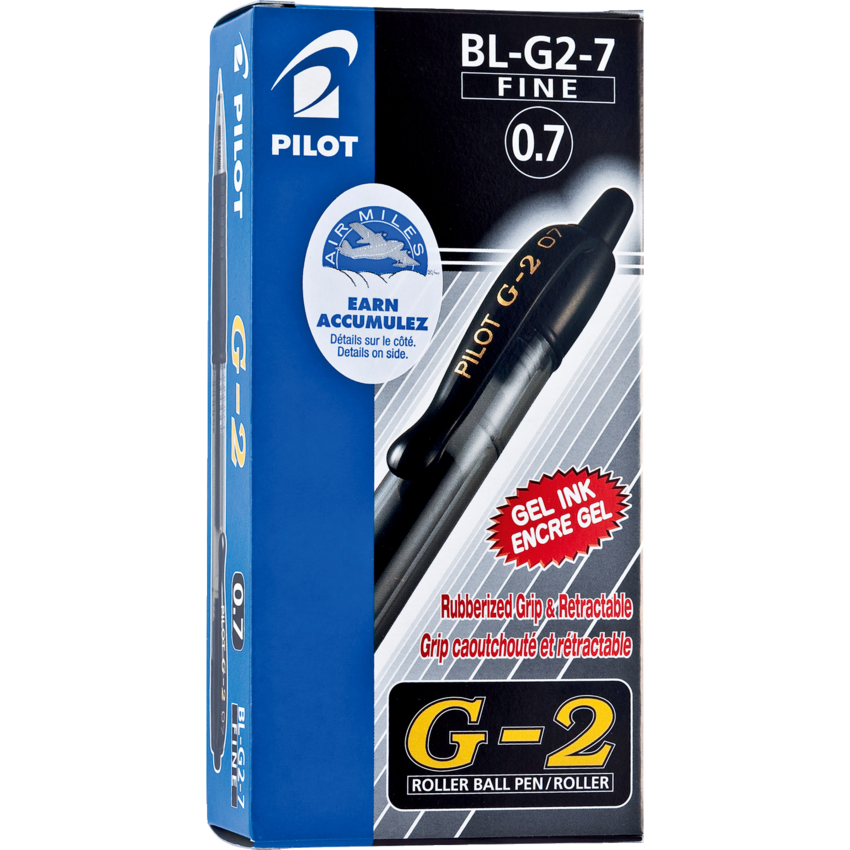 Pilot® G2® Retractable Gel Pens 0.7 mm Black 12/box