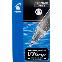 Pilot® Hi-Tecpoint Grip Liquid Ink Roller Pens 0.7mm Black 12/box