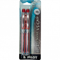 Pilot® Hi-Tecpoint Grip Liquid Ink Roller Pens 0.5mm Red 2/pkg