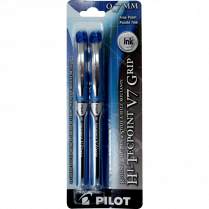 Pilot® Hi-Tecpoint Grip Liquid Ink Roller Pens 0.7mm Blue 2/pkg
