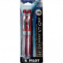 Pilot® Hi-Tecpoint Grip Liquid Ink Roller Pens 0.7mm Red 2/pkg