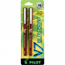 Pilot® Hi-Tecpoint V7 Roller Pen 0.7mm Red 2/pkg