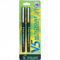 Pilot® Hi-Tecpoint V5 Roller Pen 0.5mm Black 2/pkg