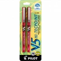 Pilot® Hi-Tecpoint V5 Roller Pen 0.5mm Red 2/pkg