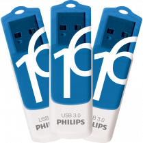 Philips Vivid USB 3.0 Flash Drive 16 GB White/Blue 3/pkg