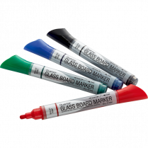Quartet® Glass Board Markers Bullet Tip Assorted Colours 4/pkg