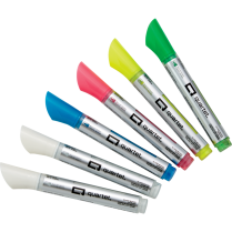 Quartet® Glass Board Neon Markers Bullet Tip Assorted Colours 6/pkg *For Dark Glass Surfaces*