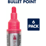 Quartet® Glass Board Neon Markers Bullet Tip Assorted Colours 6/pkg *For Dark Glass Surfaces*