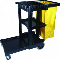 JANITOR CART WITH BAG BLACK RUBBERMAID