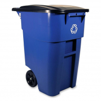 ROLLOUT RECYCLE CONTAINER WLID RUBBERMAID BRUTE 189.3L BLUE