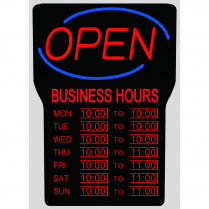 LED SIGN OPEN W/HOURS 24x20" ROYAL SOVEREIGN