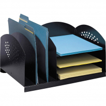 Safco® Steel Combination Desk Rack 6 Section Horizontal Black