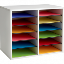 Safco® Wood Adjustable Literature Organizer 12 Compartment Grey