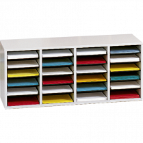 Safco® Wood Adjustable Compartment Literature Organizer 24 Compartment Grey