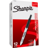 Sharpie® Retractable Permanent Markers Ultra Fine Tip Black 12/box