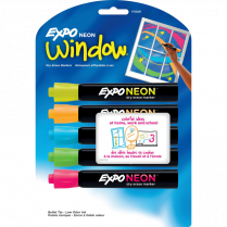 Expo® Neon™ Window™ Dry Erase Markers Assorted Colours 5/pkg