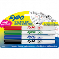 Expo® Low Odour Dry Erase Markers Ultra Fine Assorted Colours 4/pkg