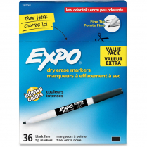 Expo Low-Odor Dry-erase Fine Tip Markers Black 36/box