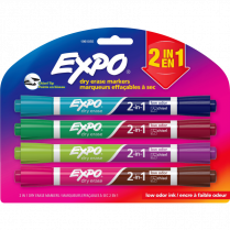 Expo® 2-in-1 Dry Erase Markers Chisel Tip Assorted Fashion Colours 4/pkg