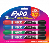 Expo® 2-in-1 Dry Erase Markers Chisel Tip Assorted Buisness Colours 4/pkg