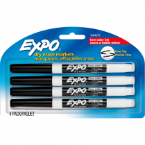 Expo® Low Odour Dry Erase Markers Fine tip 4/pkg Black
